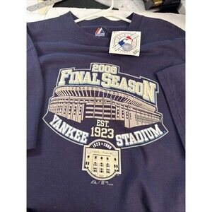 New York Yankees T-Shirt Blue Large “2008 Final Season" Stadium NEW /tags